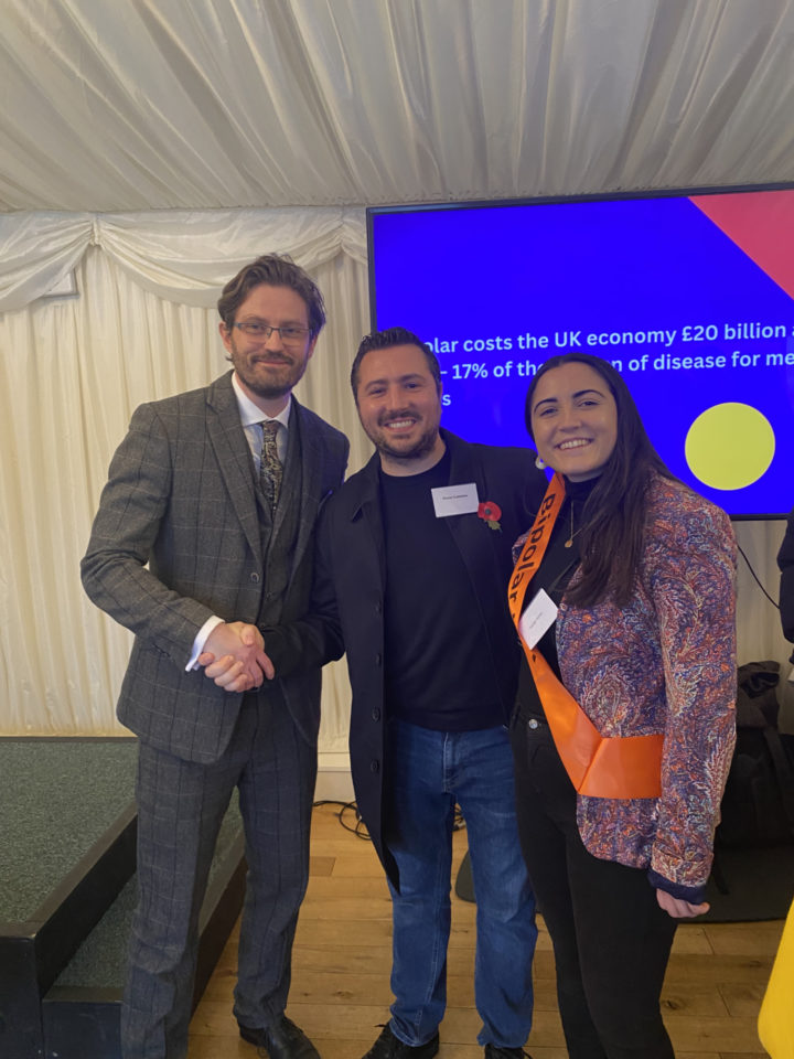 Simon Cummins (Director, Stonor Medical), Simon Kitchen (CEO, BipolarUK), Kayleigh Ramsay (Senior Partnership Officer, BipolarUK)